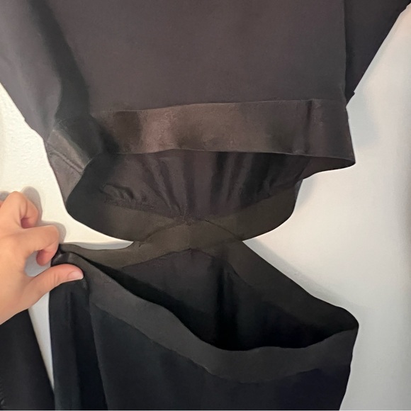 Bebe Midi Deep Navy and Black Mesh Cutout Dress - Picture 4 of 4